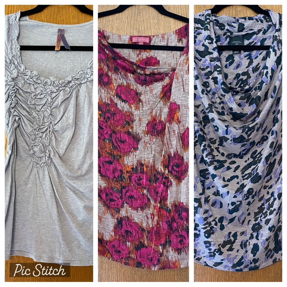 Lot / bundle of 3 Anthropologie tops Sz S Deletta